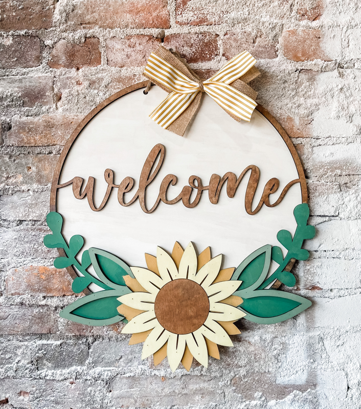 plant hanger welcome sign Welcome, sunflower (3D Door Hanger) – Pulp and Pine DIY Studio
