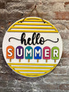 Hello Summer, popsicle line (3D Door Hanger)