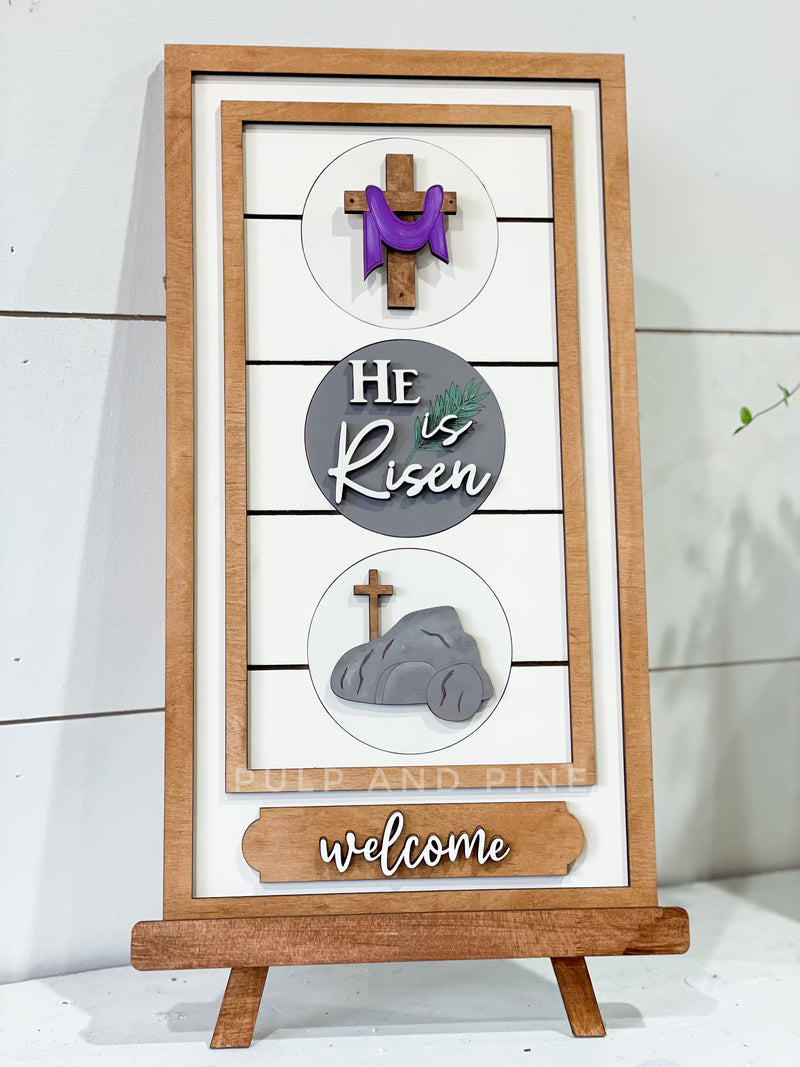 Welcome Interchangeable Sign Stand w/Jesus Inserts