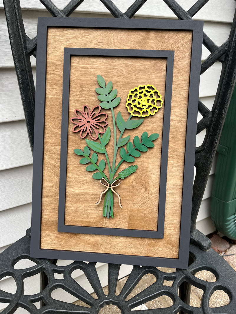 Birth Month Flower Bouquet 3D Rectangle Sign NEW
