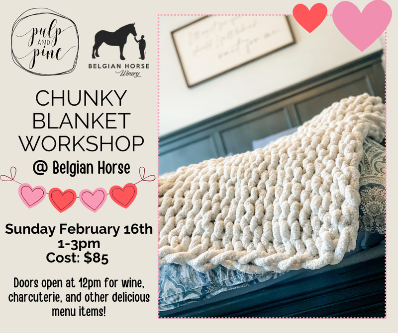 2/16/2025 1pm Chunky Knit Blanket Workshop @ Belgian Horse