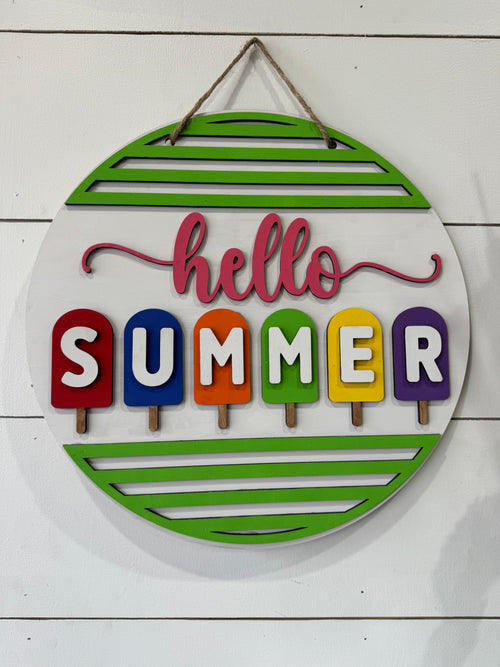 Hello Summer, popsicle line (3D Door Hanger)