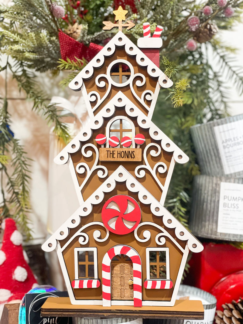 Gingerbread House w/Family Name(3D Shelf Sitter)