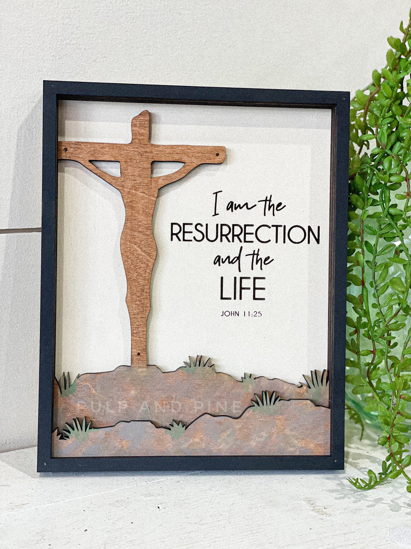 I Am the Resurrection 3D Layered Rectangle Sign