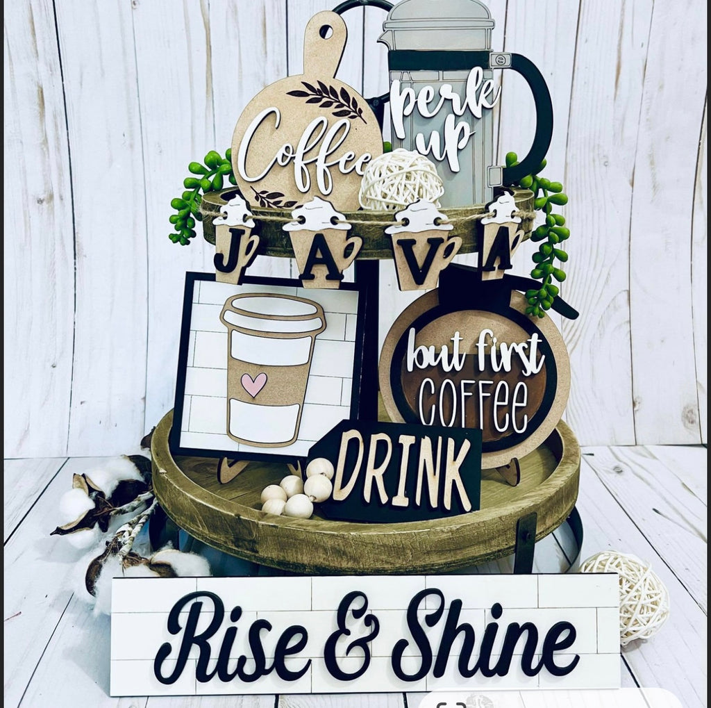 Coffee Bar, Rise and Grind (Interchangeable Tiered Tray Set)