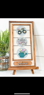 Welcome Interchangeable Sign Stand w/Spring Inserts