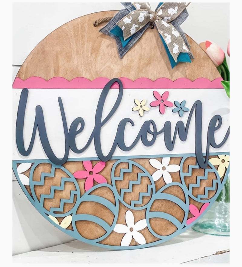 Welcome w/Eggs (3D Door Hanger)