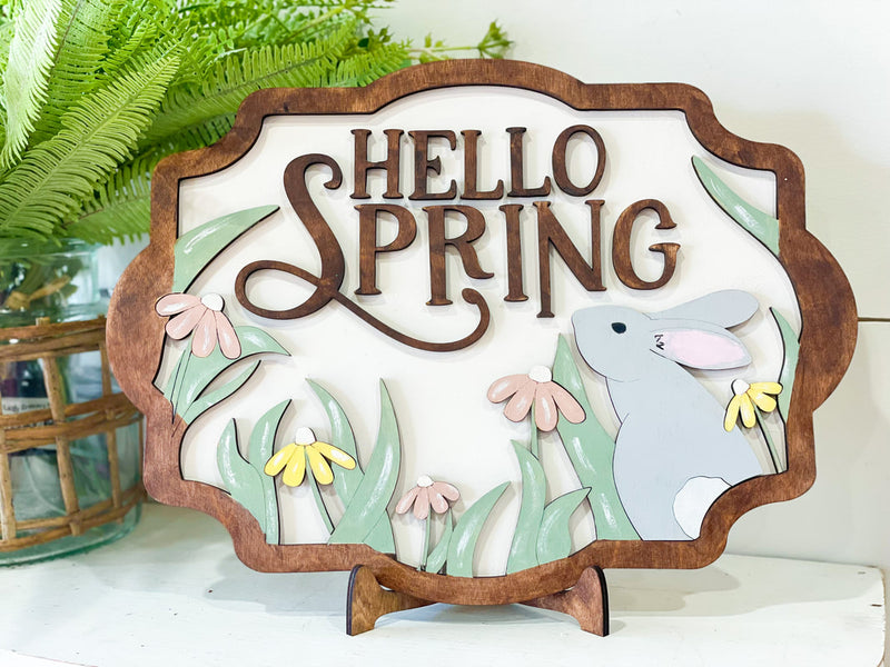 Hello Spring 3D Sign Shelf Sitter