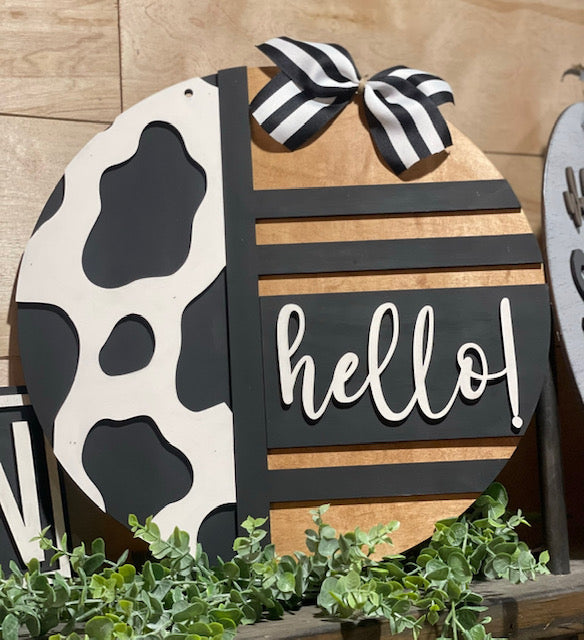 Hello Cow (3D Door Hanger)