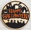 Happy Halloween haunted house bats (3D Door Hanger)