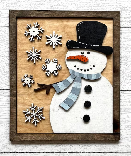 Snowman 3D Rectangle Sign