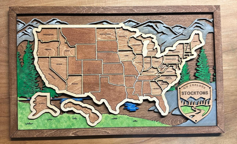 Adventure Map 3D Wood Sign