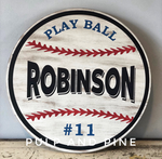 Baseball Play Ball, personalized (Round Design)