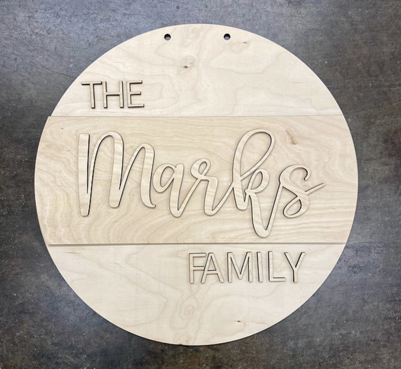 Family Name, personalized (3D Door Hanger) – Pulp and Pine DIY Studio