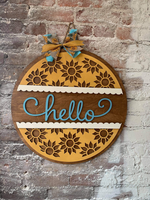 Hello with sunflowers (3D Door Hanger)