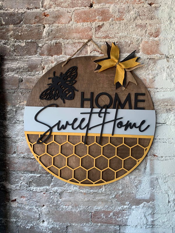 Home Sweet Home, Bee (3D Door Hanger)