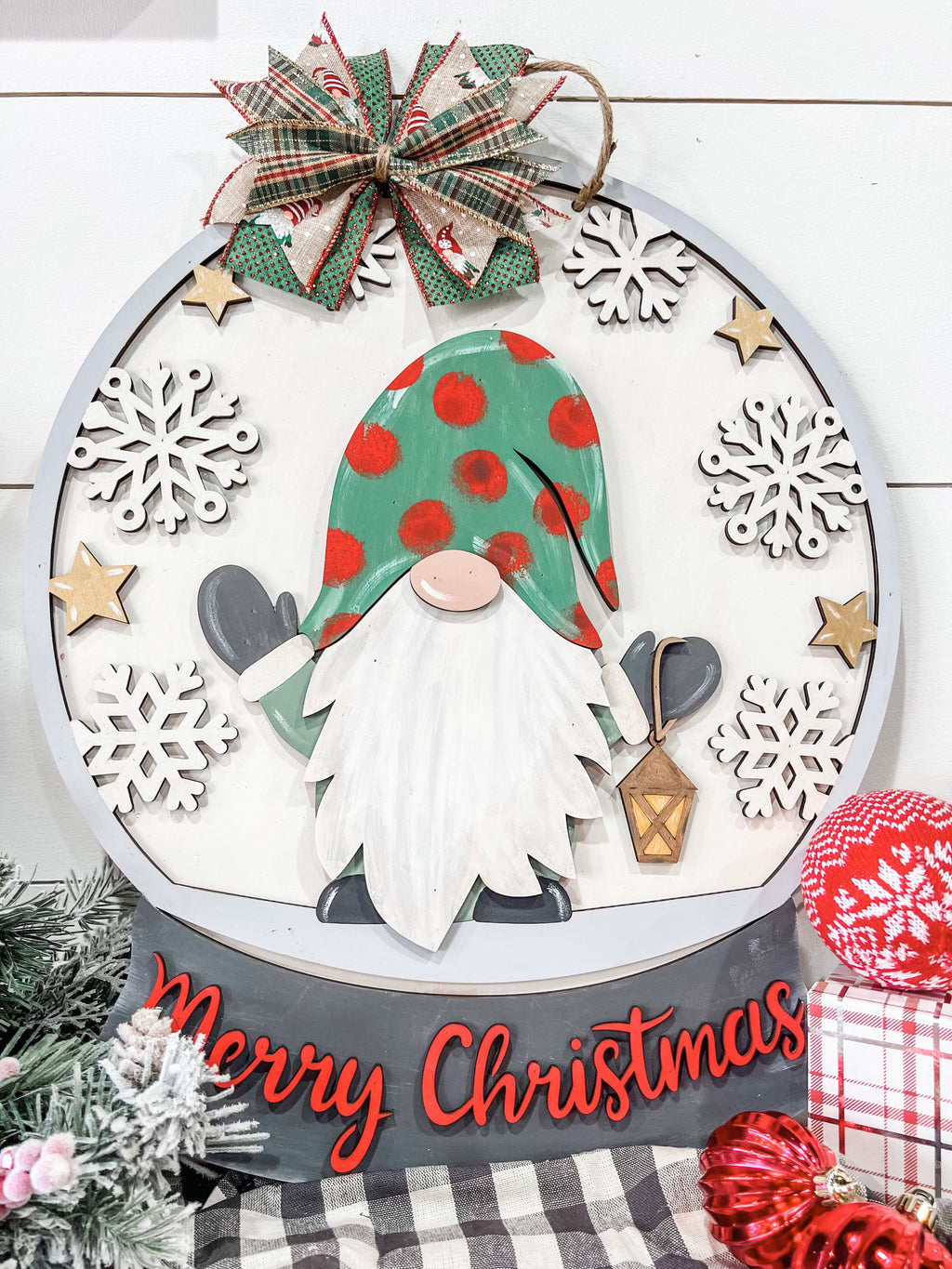 Merry Christmas outlets Gnome Woodsman Door Hanger