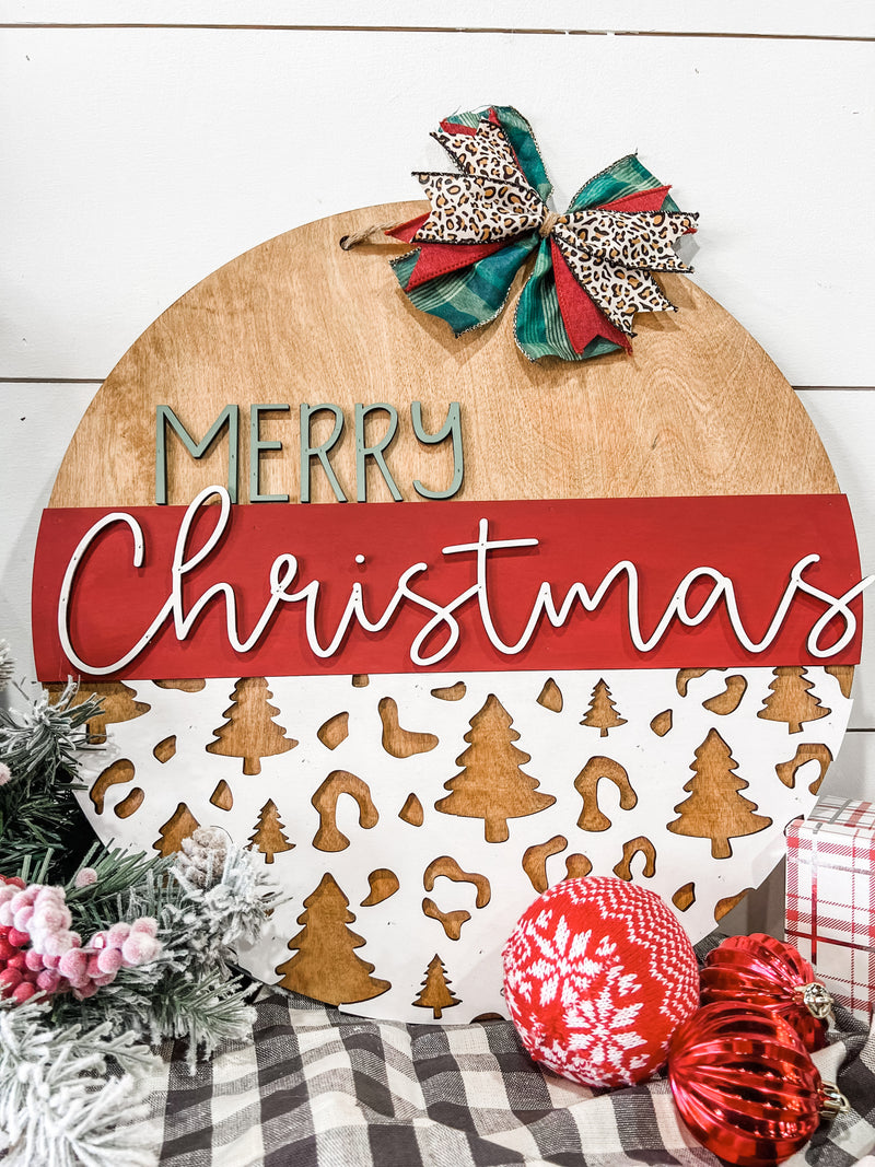 Merry Christmas with trees (3D Door Hanger)