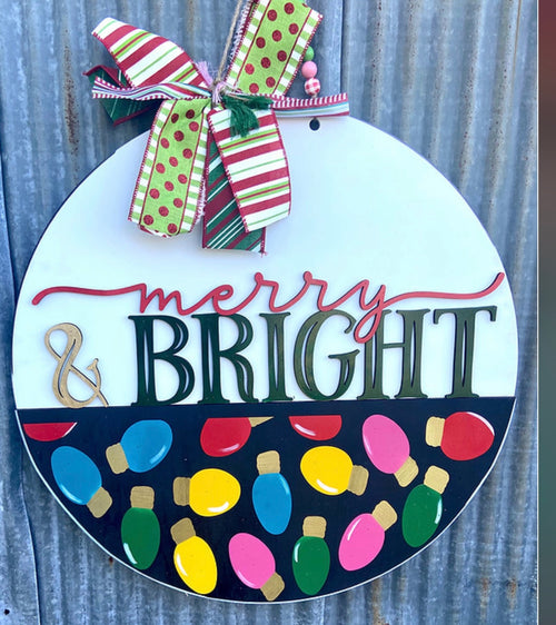 Merry & Bright - various options (3D Door Hanger)