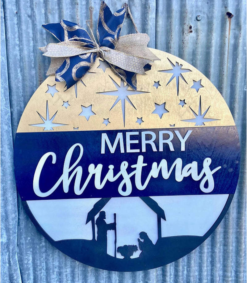 Merry Christmas Nativity (3D Door Hanger)