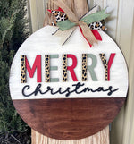 Merry Christmas with animal print (3D Door Hanger)