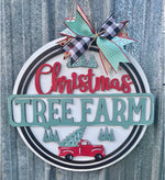 Christmas Tree Farm with truck (3D Door Hanger)