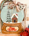 Merry Christmas Globe with winter house & tree (3D Door Hanger)