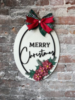 Merry Christmas with poinsettias (3D Door Hanger)